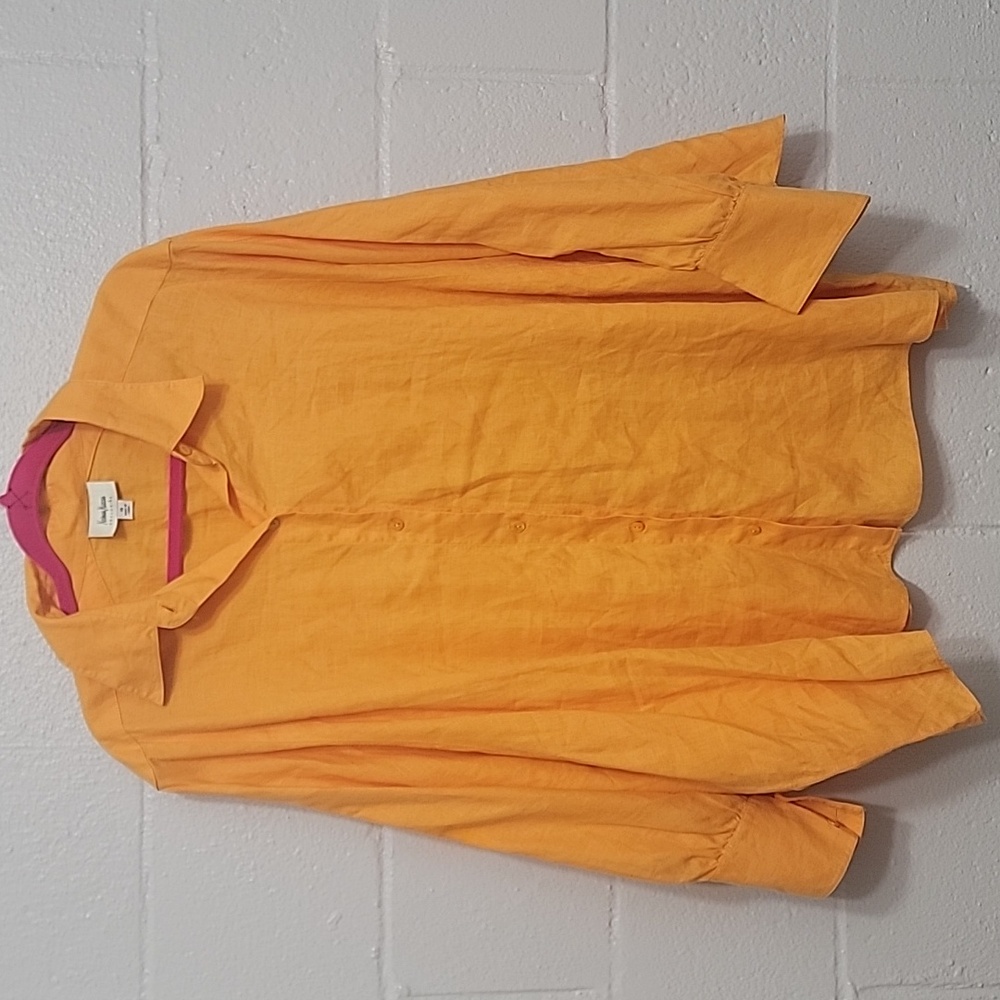 Neiman Marcus Exclusive Yellow Sheer Button Down Blouse Size 10 Lightweight